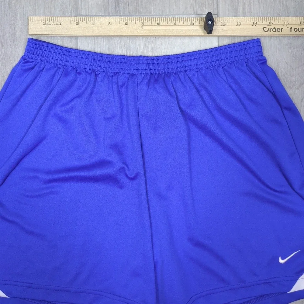 Nike Team Running Shorts Mens Large Blue White Swoosh Logo Y2K